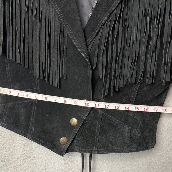 VTG Wilsons Leather Suede Jacket Western Fringe Cropped Button Snap Coastal Boho - Picture 6 of 12